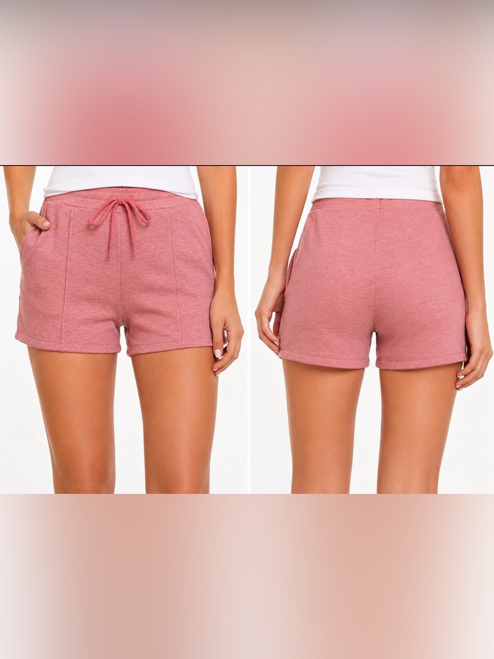 525 America Minimalist Mauve Seam Detail Pull-On Shorts Size Large Cottagecore - Picture 9 of 9
